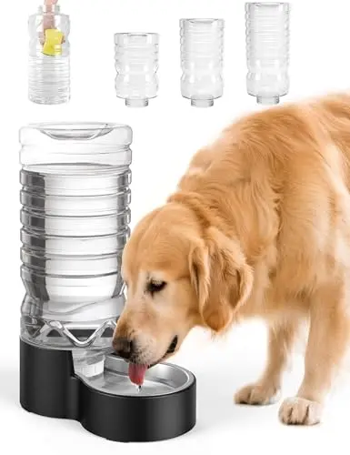 HEOUVO black automatic dog water dispenser with wide opening for easy cleaning