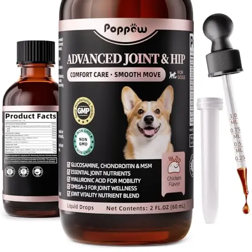 POPPAW Joint Supplement for dogs liquid drops bottle