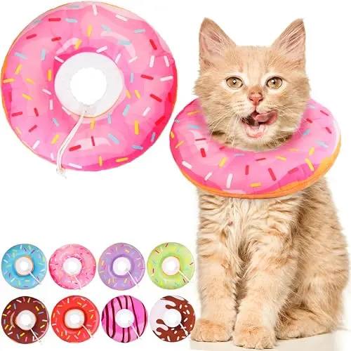 WONONE pink soft donut e-collar for kittens after surgery