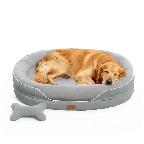 CWAWZ light grey dog sofa with full bolster sides for large dogs