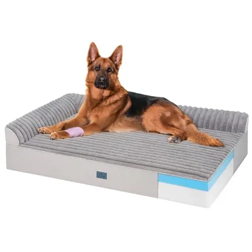 Veehoo orthopedic dog bed with L-shaped bolsters and memory foam