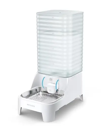 Nityers transparent automatic pet water dispenser with side-mounted faucet and stainless bowl