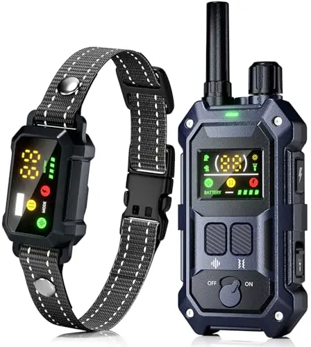 BLACKDOG Military Grade Shock Collar with remote control on a dark background