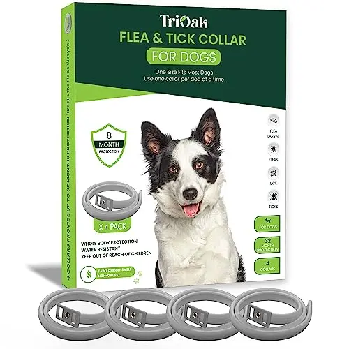 TRIOAK gray adjustable dog flea and tick prevention collar for all sizes