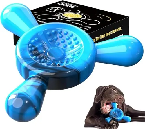 Quizvi blue nylon dog chew toy with three arms for easy gripping