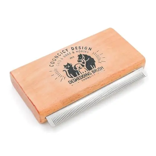 Cooncicy wood-handle deshedding brush for dogs