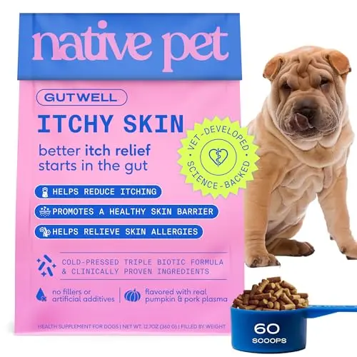 Native Pet GutWell Itchy Skin probiotic pellets for dogs with seasonal allergies