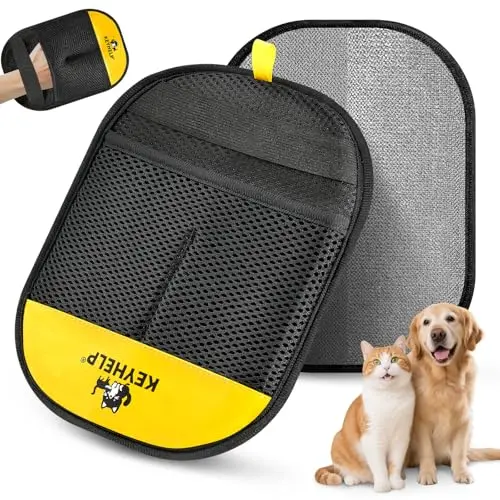 KEYHELP black and yellow electrostatic pet hair removal glove