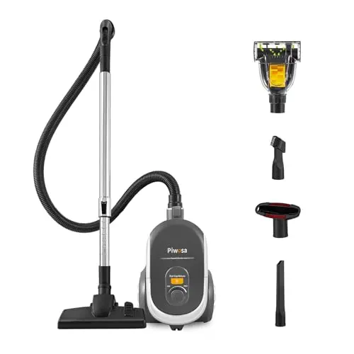 Aircliff canister vacuum cleaner in silver with pet attachments