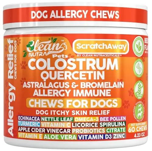 Clean Nutraceuticals Dog Allergy Chews with colostrum and quercetin