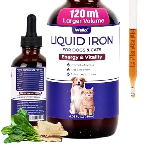 Wellix liquid iron supplement for cats in a 4 oz bottle