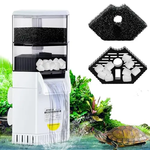 LOUNGINGLIFE compact internal filter with waterfall and ceramic rings for small tanks