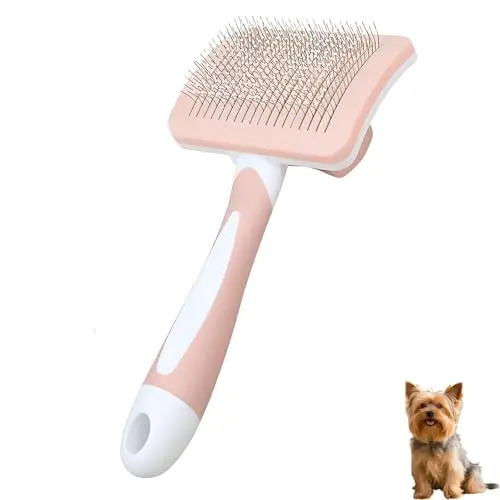 PETJOYHAVEN self-cleaning slicker brush for small long-haired dogs
