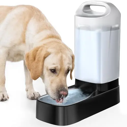 PETNF automatic dog water bowl with handle and stainless steel drinking bowl