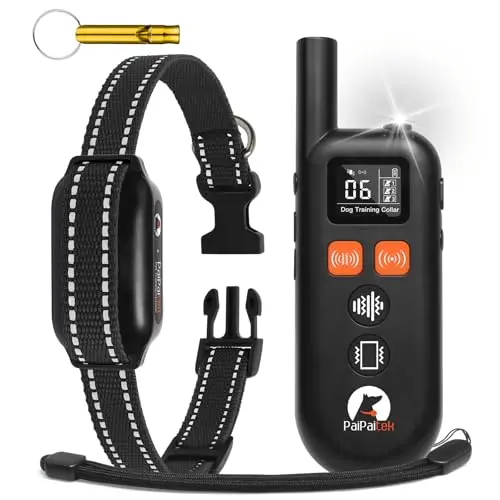 PaiPaitek black dog training collar with remote featuring ultrasonic mode