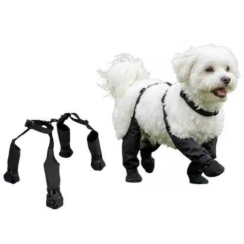 QINSHIYUE black waterproof dog boots with buckle and Velcro for small dogs