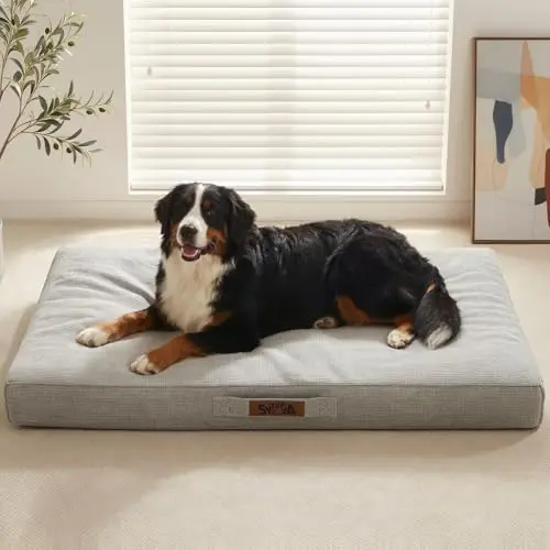 Sytopia XL waterproof chew proof orthopedic dog bed in light gray
