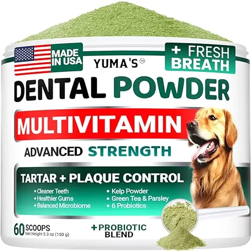 YUMA'S advanced dog dental powder with multivitamin for teeth cleaning
