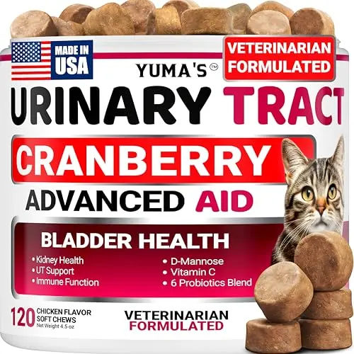 YUMA'S cat urinary health chews in a bottle