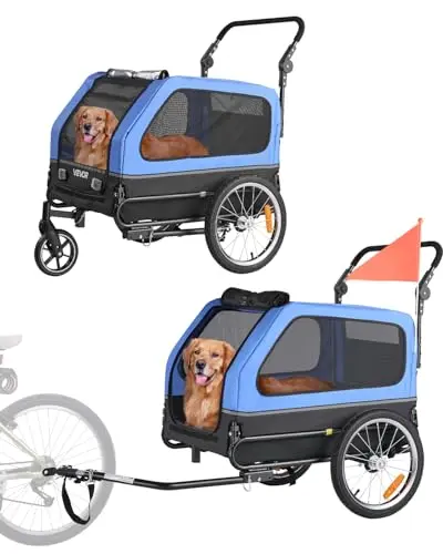 VEVOR black and blue 2-in-1 dog bike trailer and stroller
