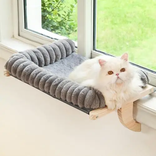 valigogo cat window perch with zippered cushion bed in gray color