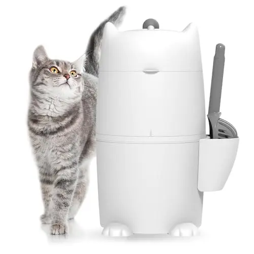 Red Rocket Pets Kitty Twister Plus white litter disposal pail with a twist ball handle