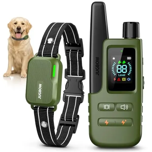 Jugbow green dog training collar with remote for large dogs