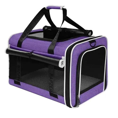 PAPZER purple pet carrier with a roll-up privacy shade on the side