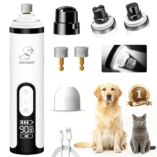 PleySyncz Silent Dog Nail Grinder in white with replacement heads