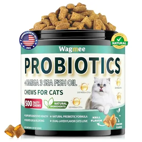 Wagmee Probiotic Chews with Fish Oil for Cats