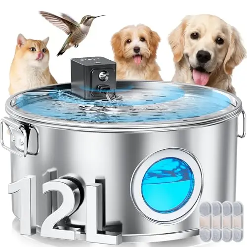 FIYOVA wireless, battery-powered dog water fountain
