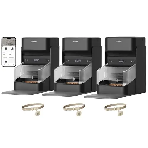 PETLIBRO set of three RFID smart cat feeders with stainless bowls