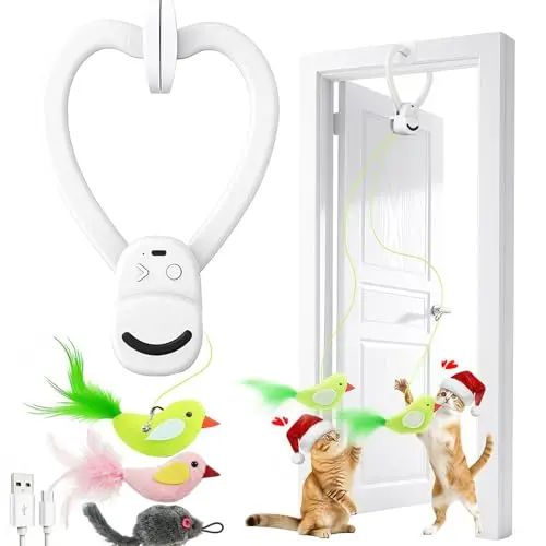 Aoioploa interactive cat toy with clip-on design and flying bird motion