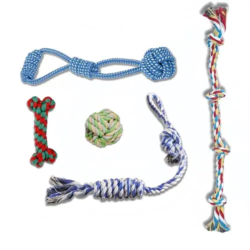 Generic brand five pack of assorted color cotton rope dog toys