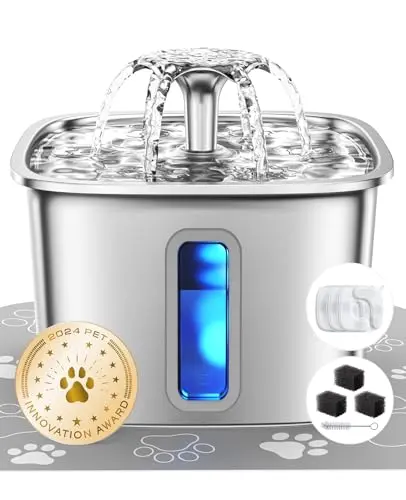 Veken stainless steel cat water fountain with large water window