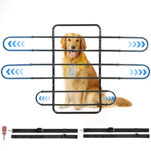 JOYTUTUS adjustable metal dog barrier that moves with car seats