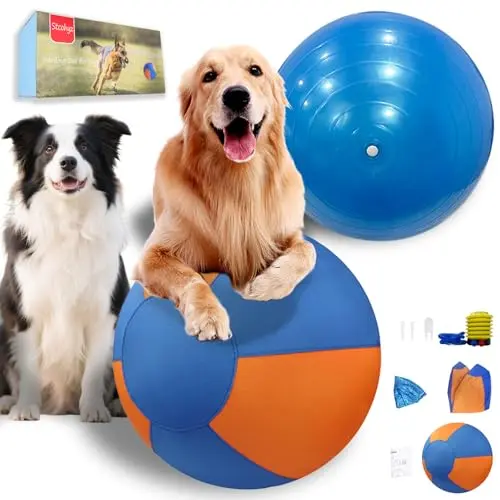 Stcohyz orange and blue herding ball for medium to large herding breeds