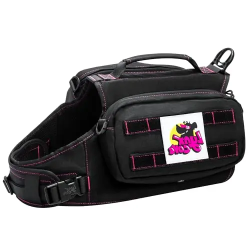 Lynxcore black modular tactical dog vest backpack with detachable side pouches