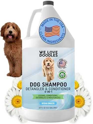 We Love Doodles half-gallon dog shampoo for poodles and doodles
