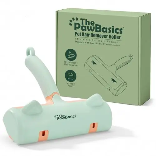 Green ThePawBasics electrostatic pet hair remover roller