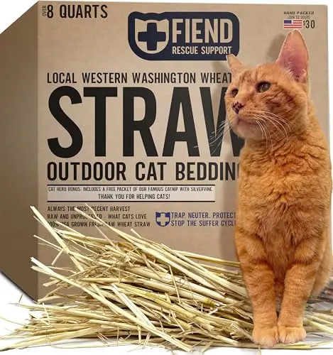 Fiend brand wheat straw bale with catnip for cat shelter bedding