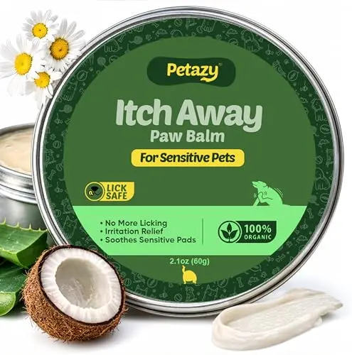 Petazy dog paw balm in a red metal tin for itch relief