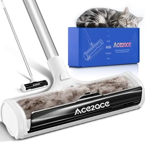 Black ACE2ACE A3 Pro long-handle carpet roller for pet hair