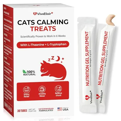 VivaElixir Cat Calming Treats in lickable gel tubes for quick administration