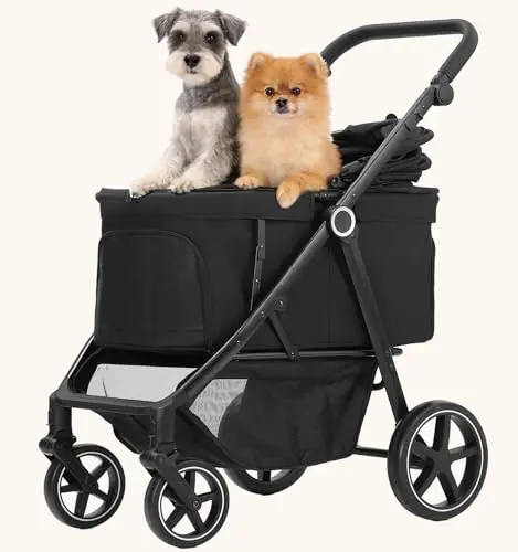 Dec-Mec pet stroller with dual mesh doors and adjustable canopy for medium dogs