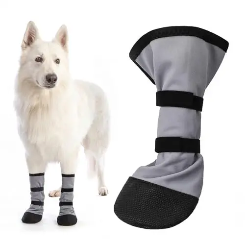 Sunnymove gray dog boots with non-slip soles for wound recovery