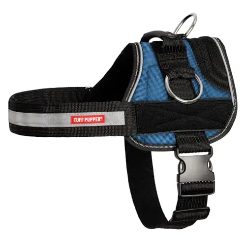 Tuff Pupper Fast Fit Harness in Midnight Blue on a small active dog