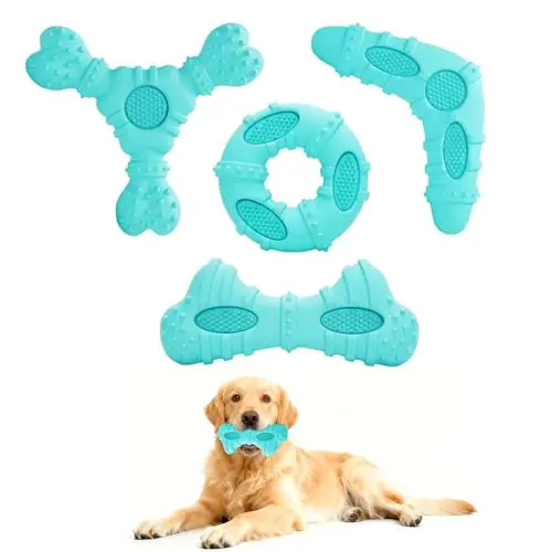 ClawClawHome 4 pack natural rubber dog chew toys in blue