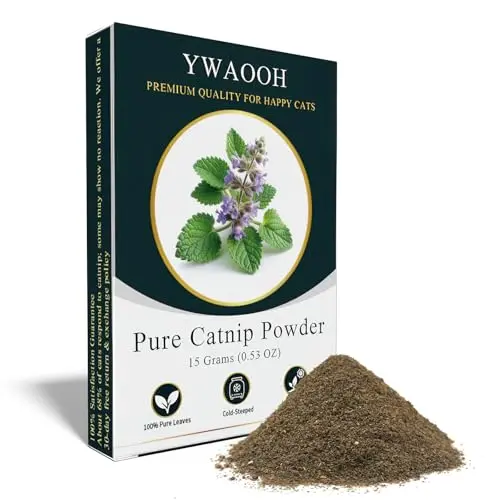 YWAOOH premium leaf-only catnip in packaging with pouches