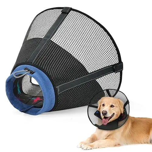 Joypig patterned mesh dog recovery cone collar